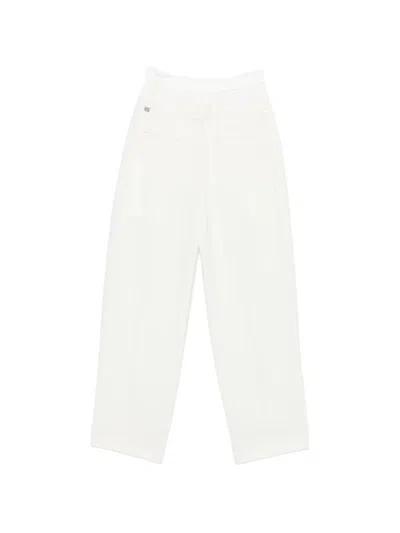 System Belt-loop Drawstring Trousers In White