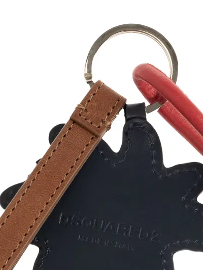Dsquared2 Palm-tree Leather Keyring In Multi