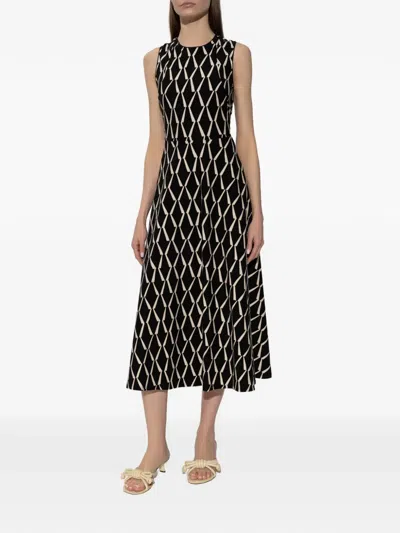 Max Mara Lampara Geo Print Jersey Midi Dress In Black