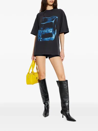 Alexander Wang Short Sleeve Tee With Hotfix Graphics In Multi