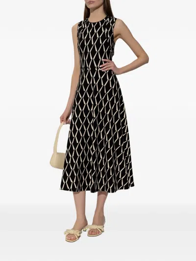 Max Mara Lampara Geo Print Jersey Midi Dress In Black