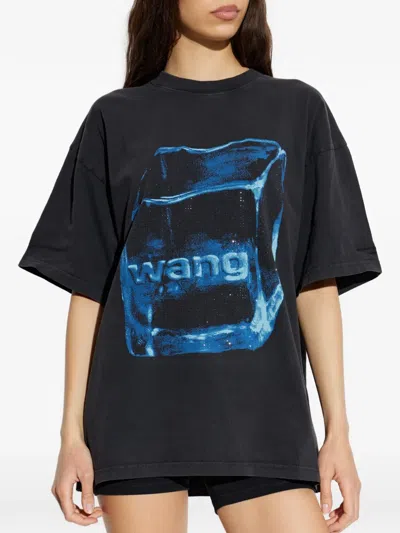 Alexander Wang Short Sleeve Tee With Hotfix Graphics In Multi