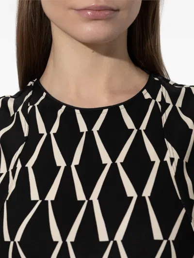 Max Mara Lampara Geo Print Jersey Midi Dress In Black