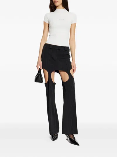 Alexander Wang Short Sleeve Crewneck Top With Jacquard Logo In White