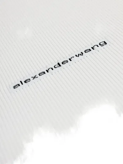 Alexander Wang Short Sleeve Crewneck Top With Jacquard Logo In White