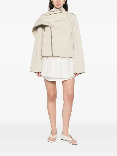 Dunst Cream Mini Skirt With Overlapping Panel In Neutral