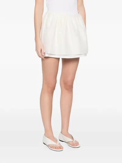 Dunst Cream Mini Skirt With Overlapping Panel In Neutral