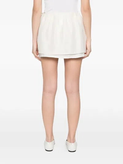 Dunst Cream Mini Skirt With Overlapping Panel In Neutral