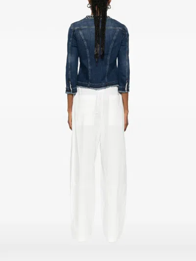 Liu •jo Denim Jacket With Shiny Studs In Blue