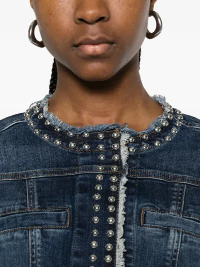 Liu •jo Denim Jacket With Shiny Studs In Blue