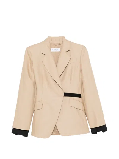 Max Mara Fionda Double Breasted Linen Blazer In Neutral