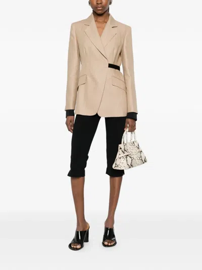 Max Mara Fionda Double Breasted Linen Blazer In Neutral