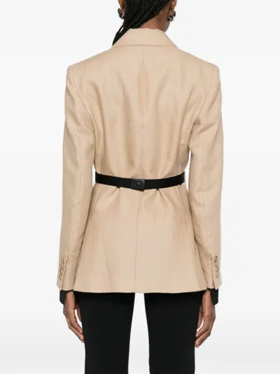 Max Mara Fionda Double Breasted Linen Blazer In Neutral