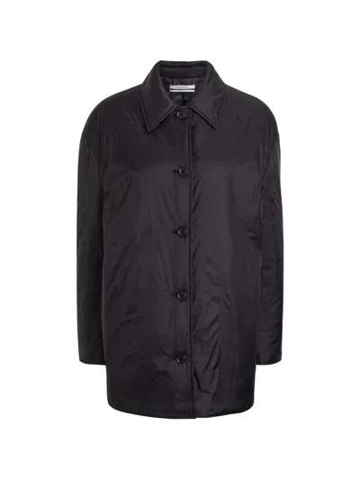 Another Tomorrow Balmacaan Padded Shell Jacket In Black