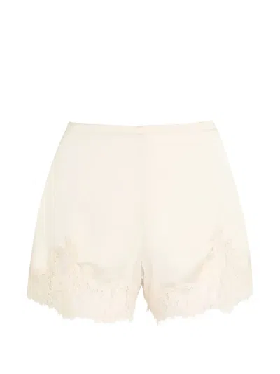 Reformation Fern Lace-trim Satin Shorts In Neutral