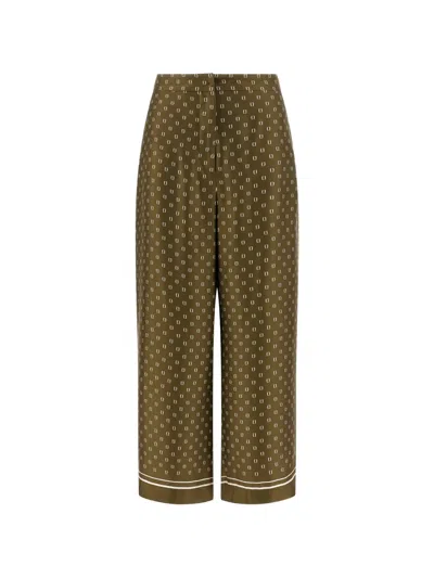 Max Mara Green Straight Flat Front Pants In Green