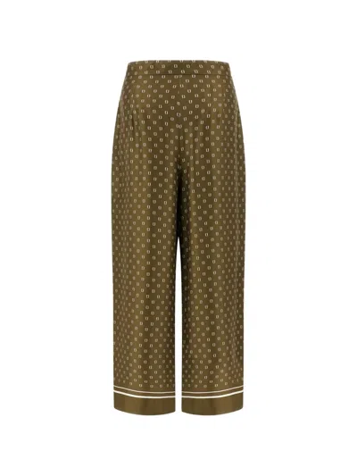 Max Mara Green Straight Flat Front Pants In Green