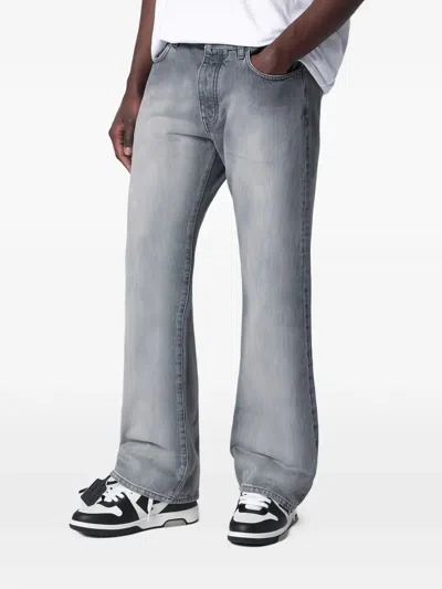 Off-white Grey Washed-effect Jeans In Gray