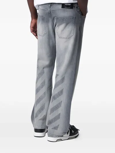 Off-white Grey Washed-effect Jeans In Gray