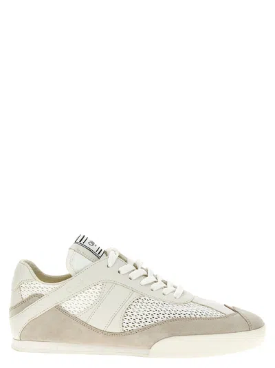 Chloé Kick White Sneakers With Logo Patch On The Tongue And Logo Lettering On The Rear In Fabric And Suede In Nude