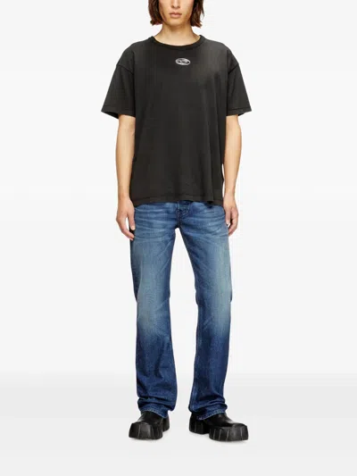 Diesel Mens 900 T-norm-iod Logo-embroidered Cotton-jersey T-shirt In Black