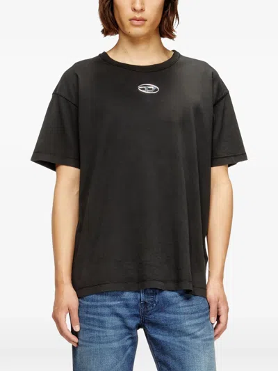 Diesel Mens 900 T-norm-iod Logo-embroidered Cotton-jersey T-shirt In Black
