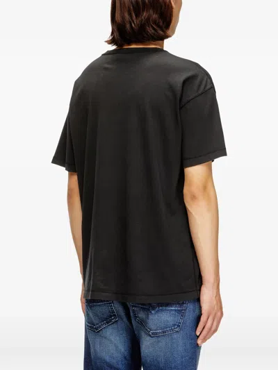 Diesel Mens 900 T-norm-iod Logo-embroidered Cotton-jersey T-shirt In Black