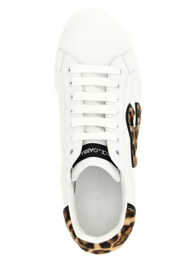 Dolce & Gabbana Portofino Light Strobel Nappa Calfskin Sneakers In White