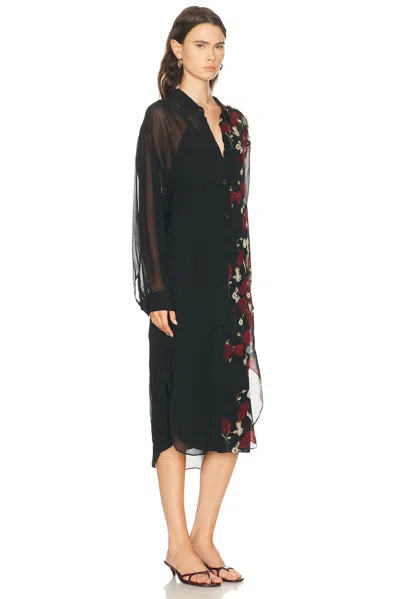 Khaite Gloria Long Sleeve Silk Chiffon Shirtdress In Black