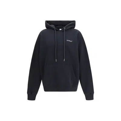 Off-white Half Arrows Graphic Pullover Hoodie With Drawstring Hood In Black