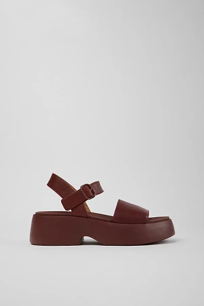 Camper Tasha Ankle Strap Wedge Sandal In Burgundy