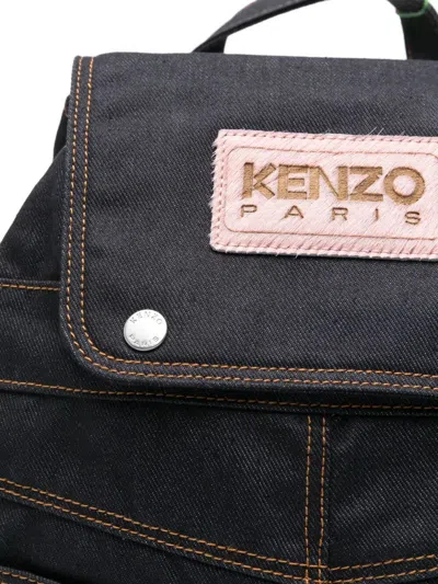 Kenzo Five Pocket Backpack Adjustable Straps Top Handle In Blue