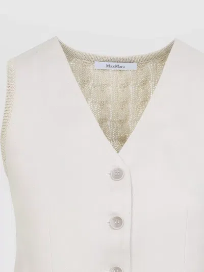 Max Mara Beige Linen And Cable Knit Mxmcalibri Vest In Gray
