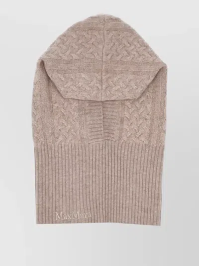 Max Mara Knit Hat Beanie Cable Pattern Ribbed Hem