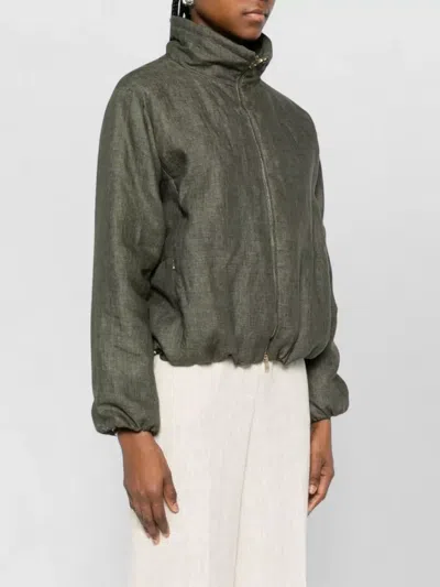Herno Short Jacket High Collar Drawstring Hem In Gray