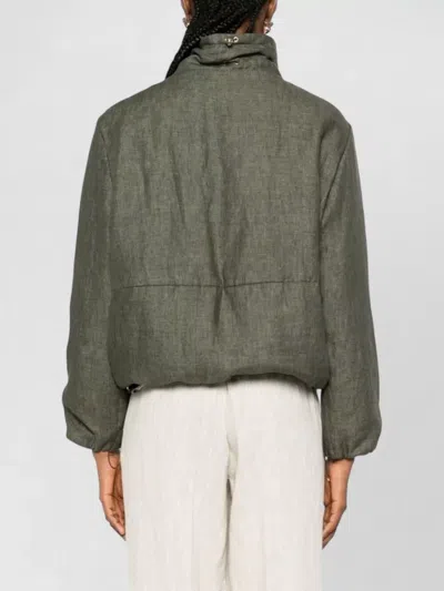 Herno Short Jacket High Collar Drawstring Hem In Gray