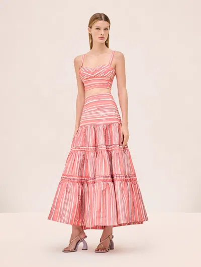 Alexis Kit Top In Crimson Stripe In Pink