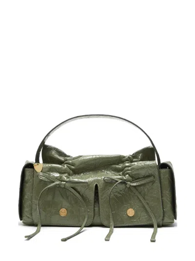 Acne Studios Drawstring Gathered Shoulder Bag In Green