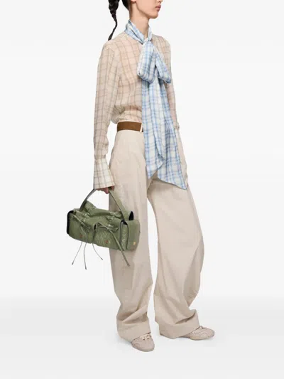 Acne Studios Drawstring Gathered Shoulder Bag In Green