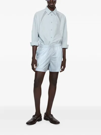 Acne Studios Button Piping Shirt In Blue