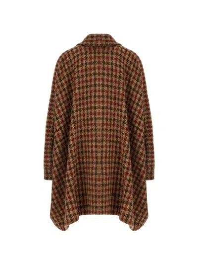 Uma Wang Checked-pattern Coat In Brown