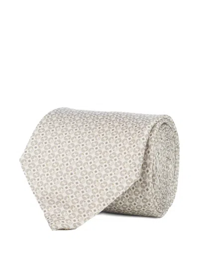 Corneliani Geometric-pattern Tie In Neutral