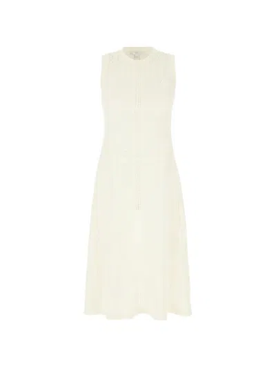 Malo Openwork Sleeveless Dress In Neutral