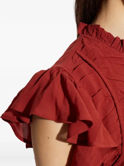 Allsaints Shaela Tiered Ruffle High-low Dress In Brown