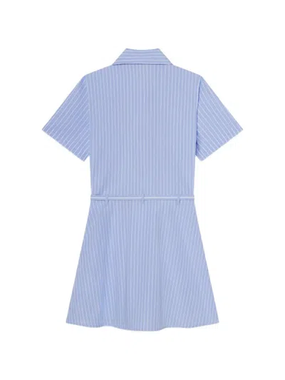 Frame Striped-pattern Belted Mini Dress In Blue