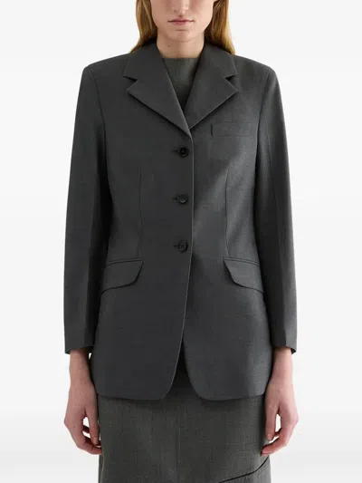 Jil Sander Poplin Wool Blazer In Brown