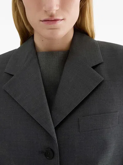 Jil Sander Poplin Wool Blazer In Brown