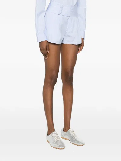 Frame Button Striped Shorts In Blue