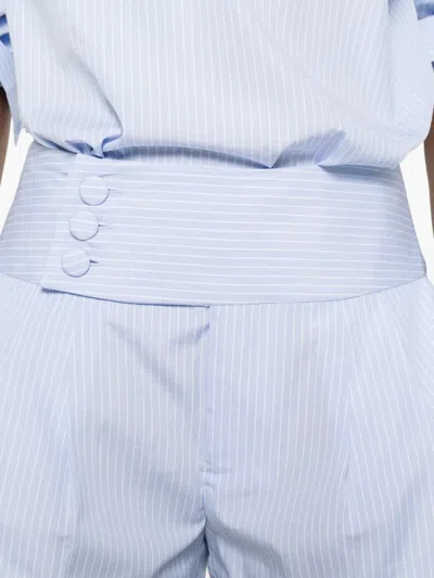 Frame Button Striped Shorts In Blue