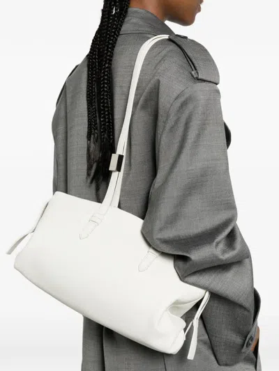 System Leather Shoulder Bag In White